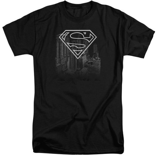 Superman - Skyline - Short Sleeve Adult Tall - Black T-shirt