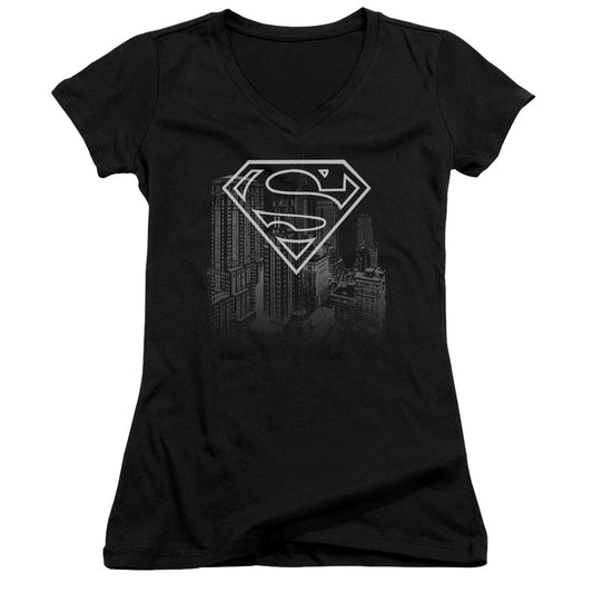 Superman - Skyline - Junior V-neck - Black