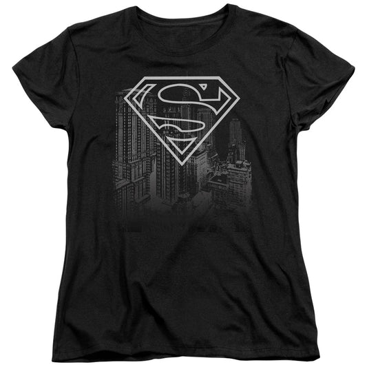 Superman - Skyline - Short Sleeve Womens Tee - Black T-shirt