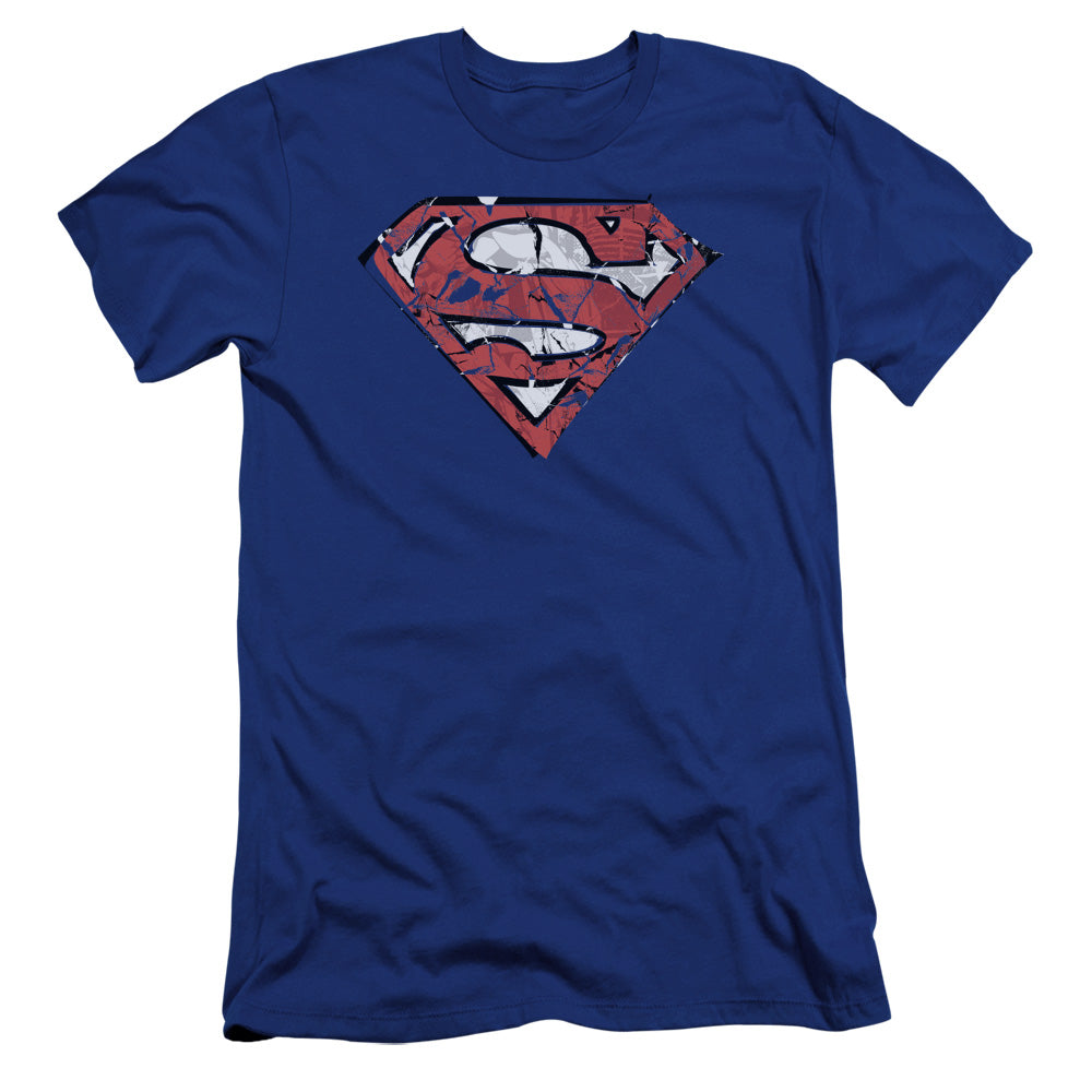 Superman - Ripped And Shredded-premuim Canvas Adult Slim Fit 30/1 - Royal Blue