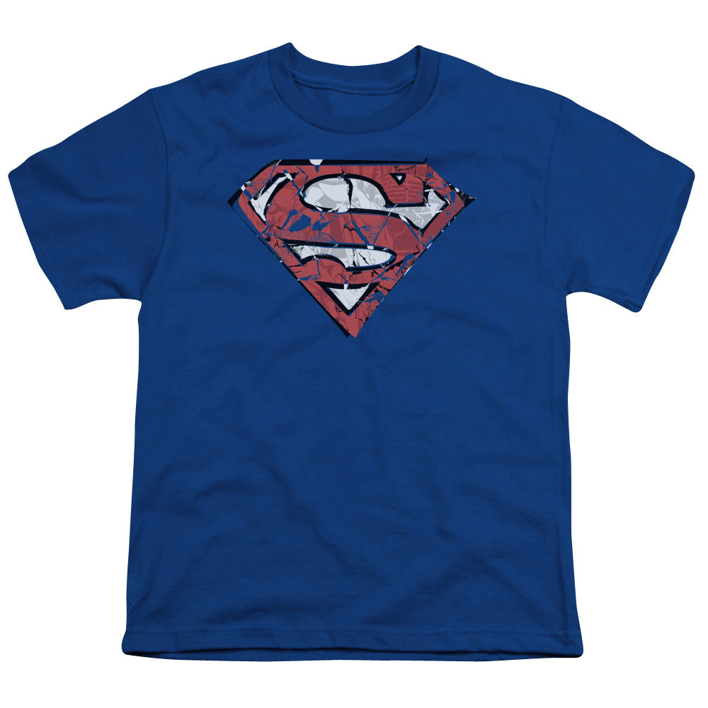 Superman - Ripped And Shredded - Short Sleeve Youth 18/1 - Royal Blue T-shirt