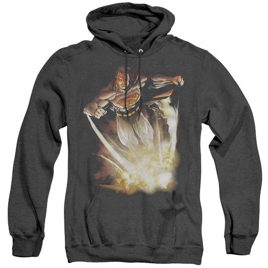 Superman - Explosive - Adult Heather Hoodie - Black