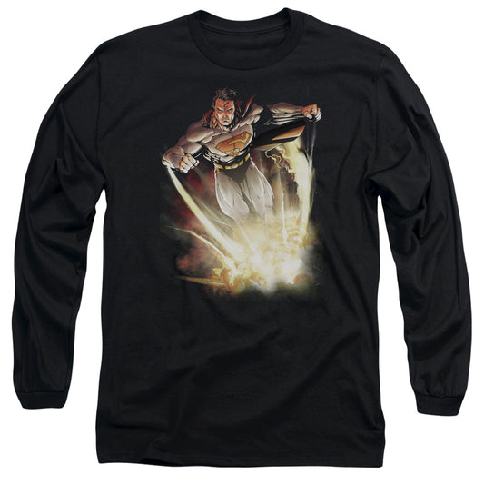 Superman - Explosive - Long Sleeve Adult 18/1 - Black T-shirt