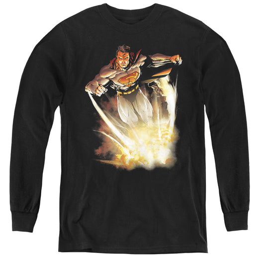 Superman - Explosive - Youth Long Sleeve Tee - Black