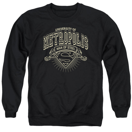 Superman - University Of Metropolis - Adult Crewneck Sweatshirt - Black