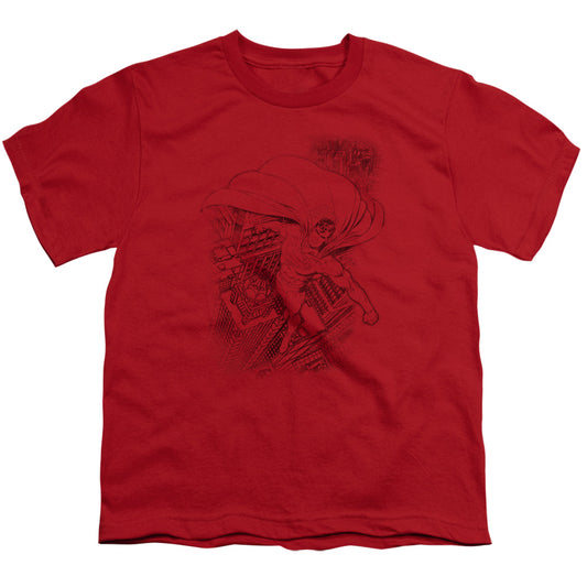 Superman - In The City - Short Sleeve Youth 18/1 - Red T-shirt