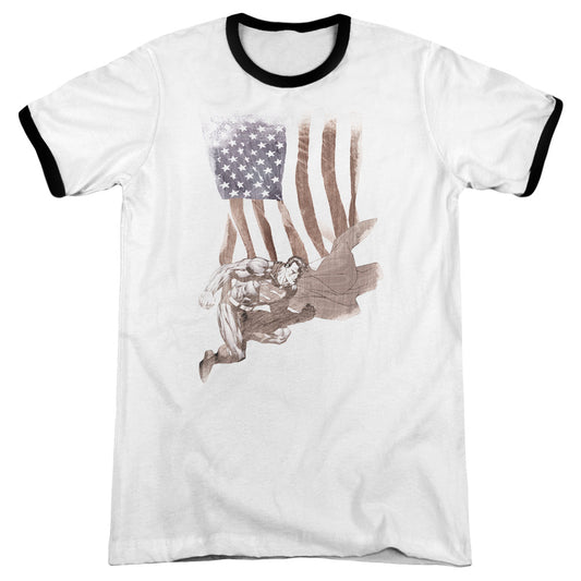Superman - Super American - Adult Ringer - White/black