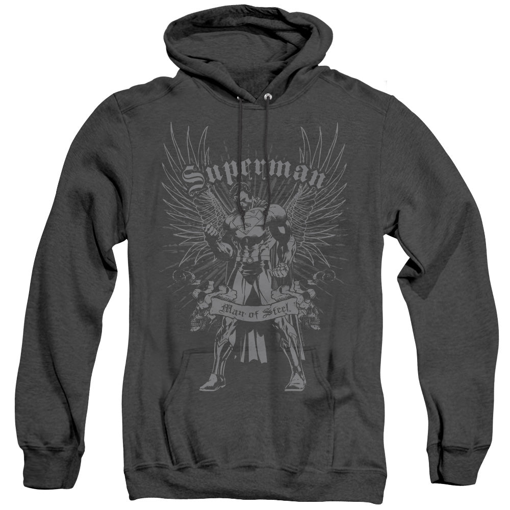 Superman - Steel - Adult Heather Hoodie - Black