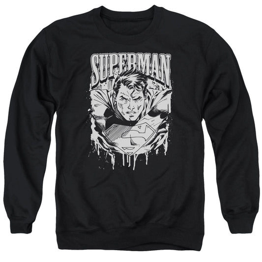 Superman - Super Metal - Adult Crewneck Sweatshirt - Black