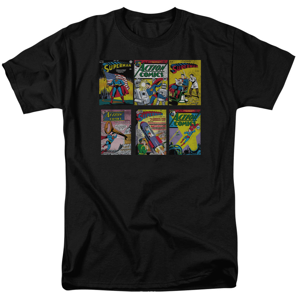 Superman - Sm Covers - Short Sleeve Adult 18/1 - Black T-shirt