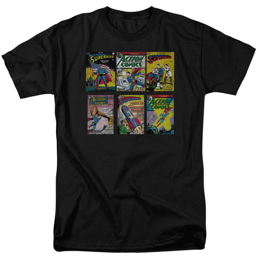Superman - Sm Covers - Short Sleeve Adult 18/1 - Black T-shirt