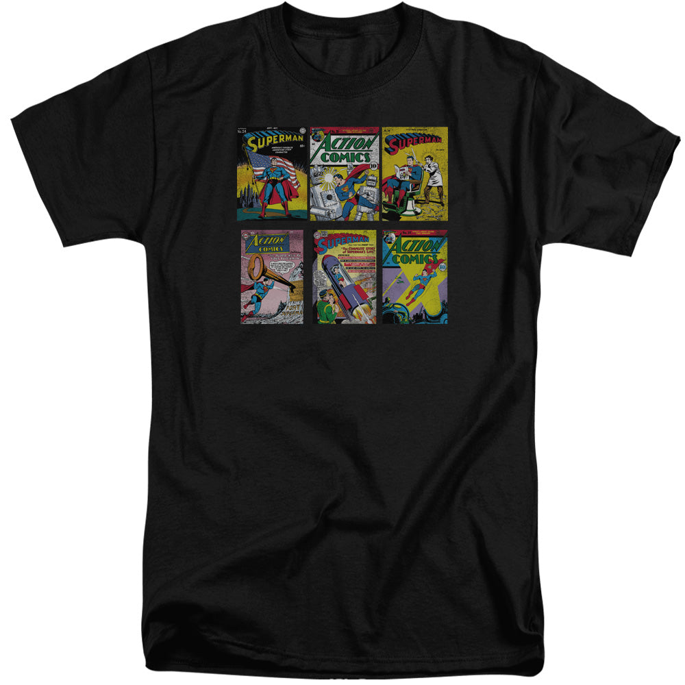 Superman - Sm Covers - Short Sleeve Adult Tall - Black T-shirt