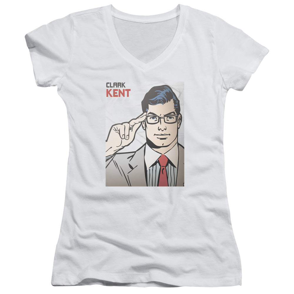 Superman(Dc) - Clark Kent Cover - Junior V-neck - White