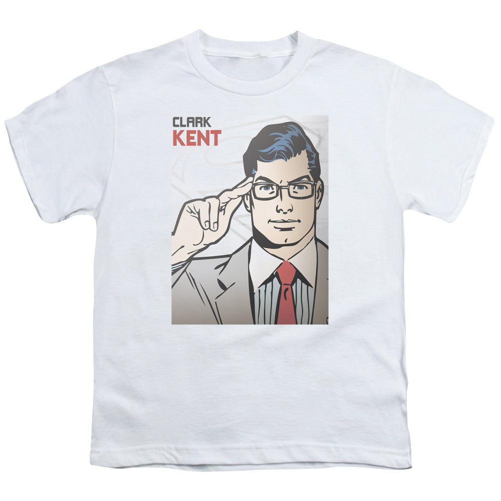 SUPERMAN(DC) CLARK KENT COVER - S/S YOUTH 18/1 - WHITE T-Shirt