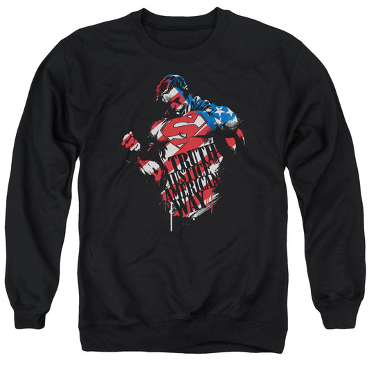 Superman - The American Way - Adult Crewneck Sweatshirt - Black