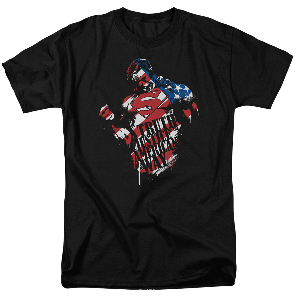 Superman - The American Way - Short Sleeve Adult 18/1 - Black T-shirt