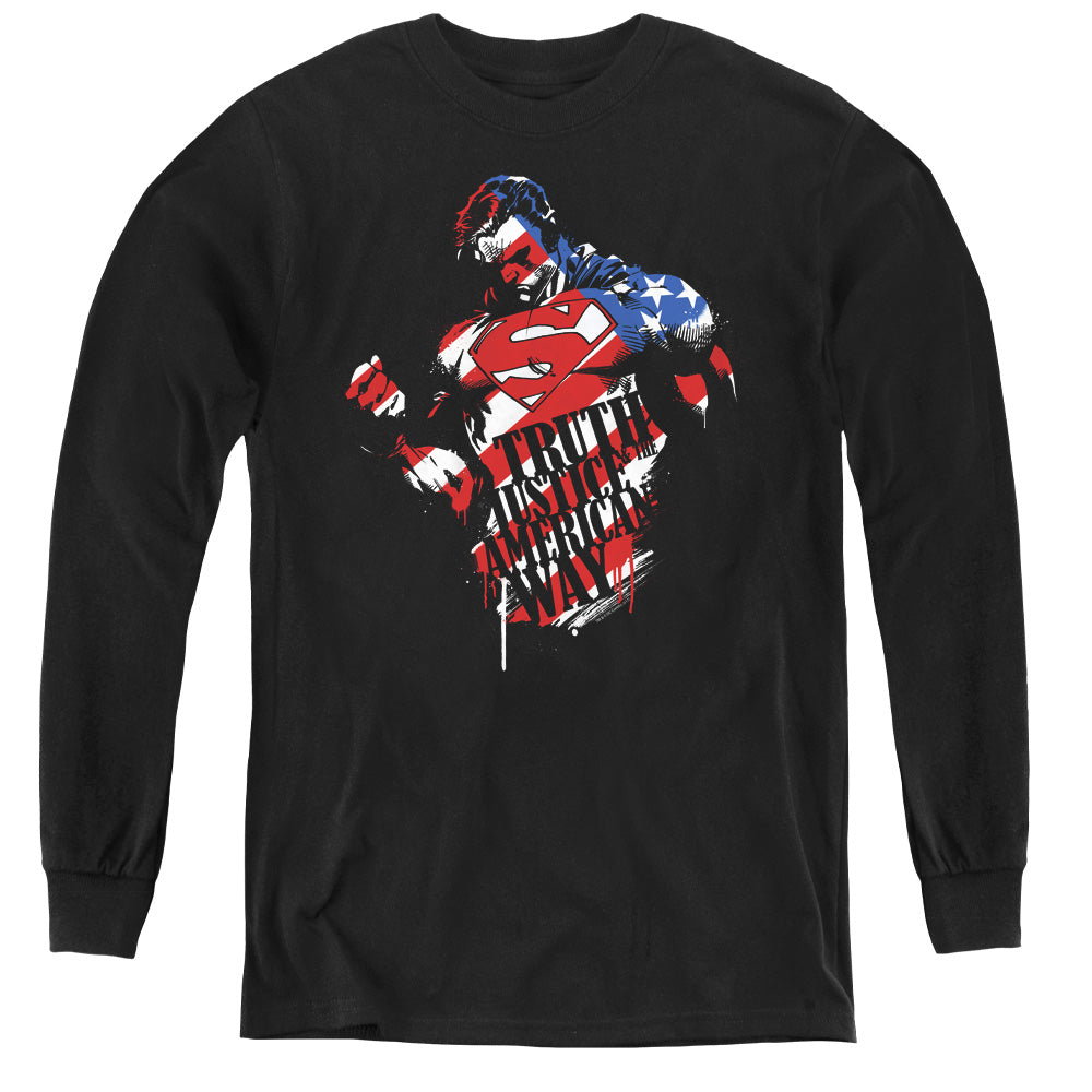 Superman - The American Way - Youth Long Sleeve Tee - Black