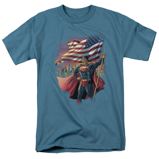 Superman - American Hero - Short Sleeve Adult 18/1 - Slate T-shirt