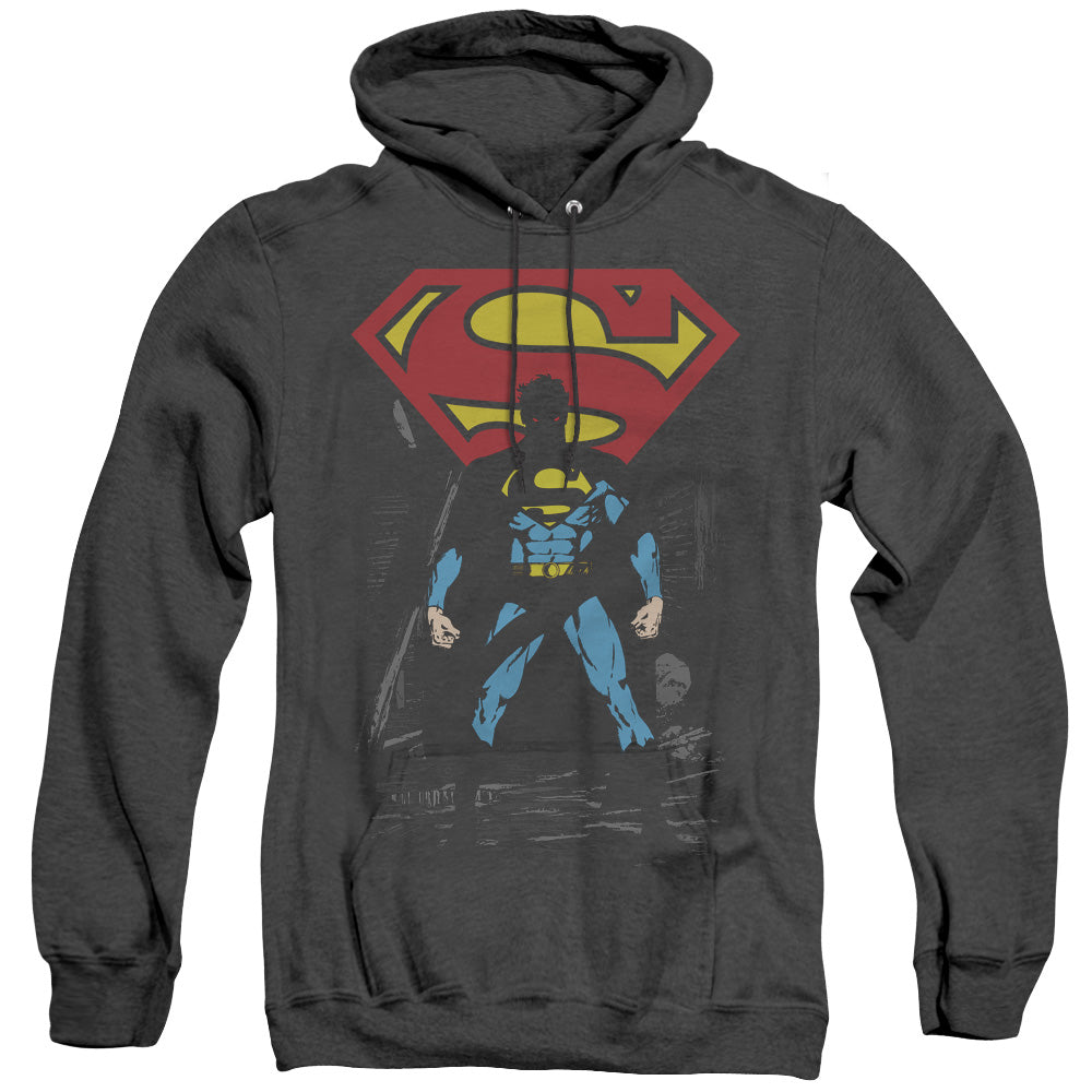 Superman - Dark Alley - Adult Heather Hoodie - Black