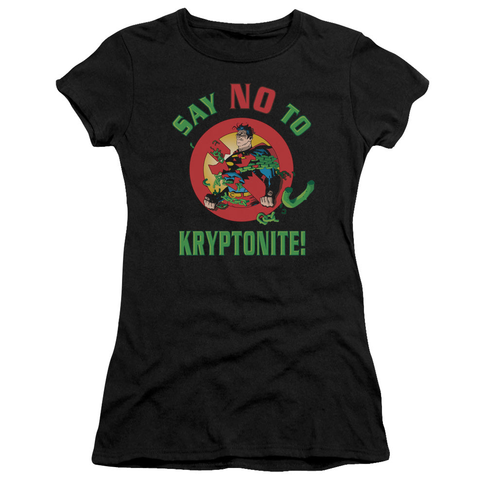 Superman - Say No To Kryptonite - Short Sleeve Junior Sheer - Black T-shirt