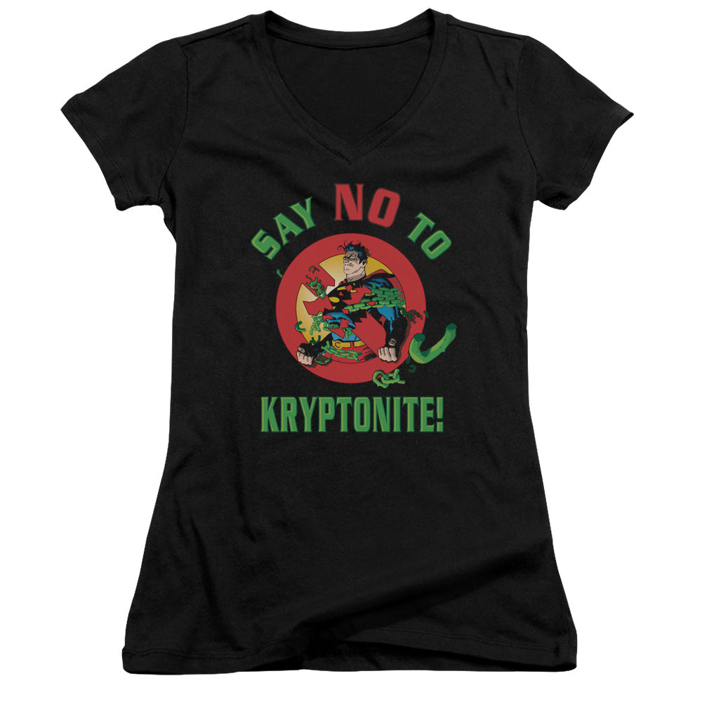 Superman - Say No To Kryptonite - Junior V-neck - Black