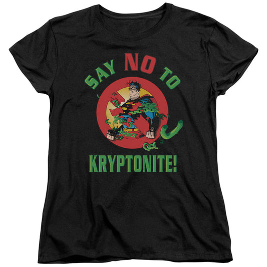 Superman - Say No To Kryptonite - Short Sleeve Womens Tee - Black T-shirt