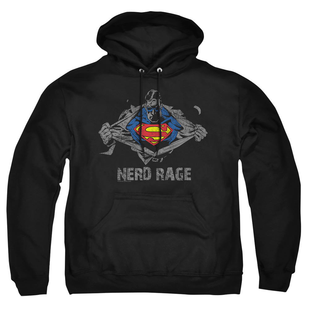 Superman - Nerd Rage - Adult Pull-over Hoodie - Black