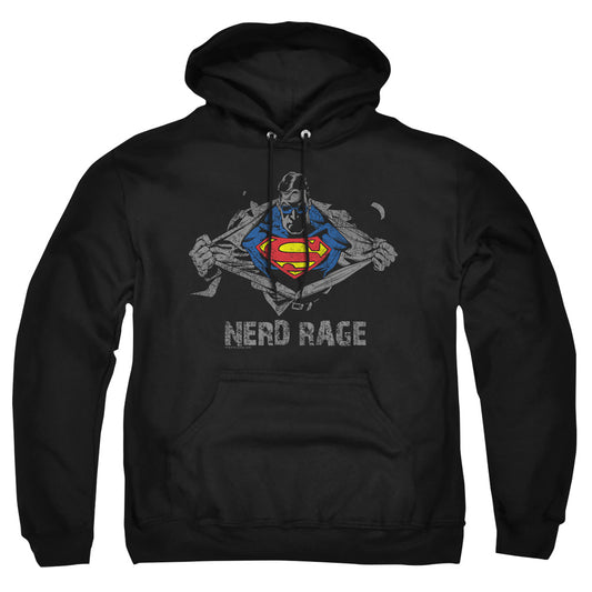 Superman - Nerd Rage - Adult Pull-over Hoodie - Black