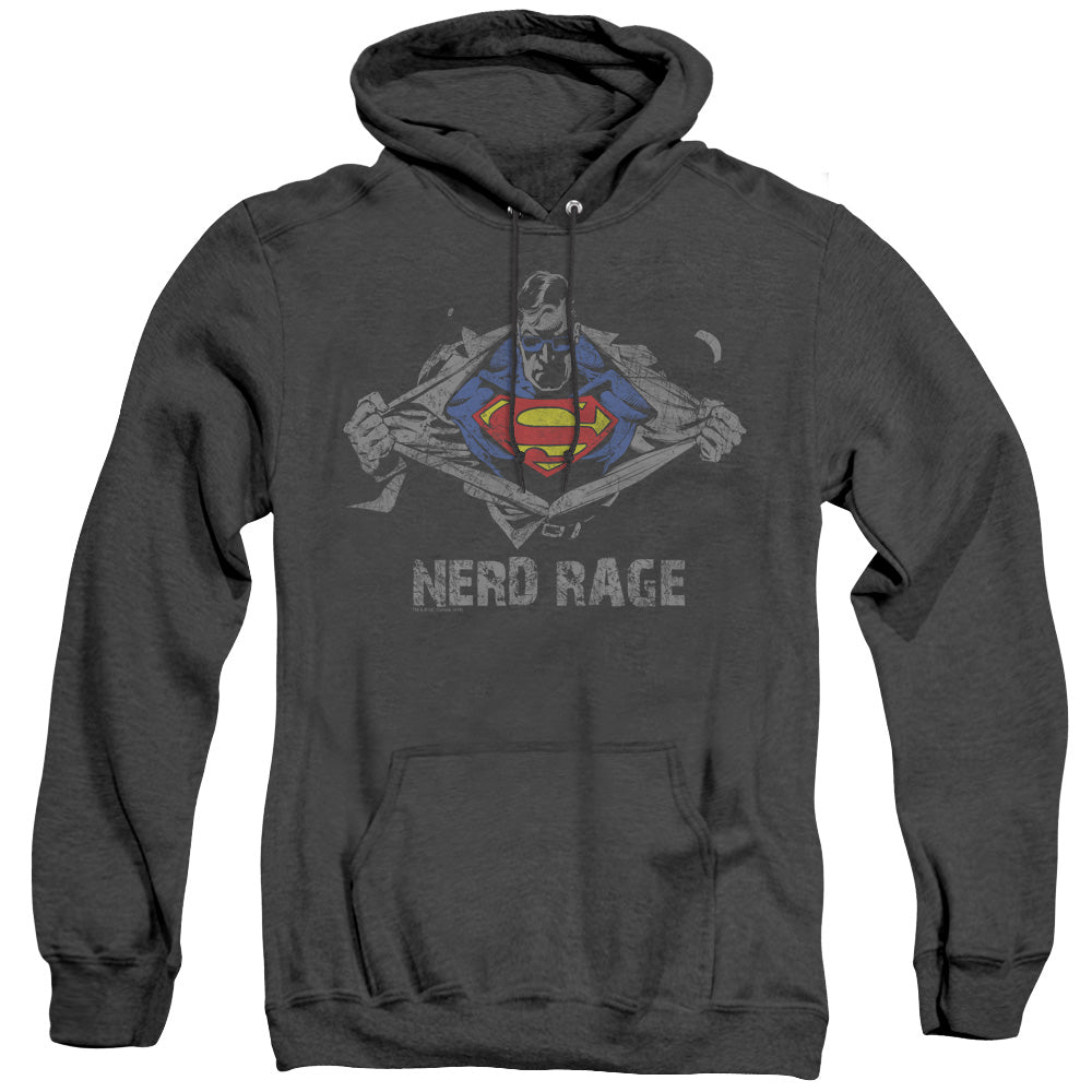 Superman - Nerd Rage - Adult Heather Hoodie - Black