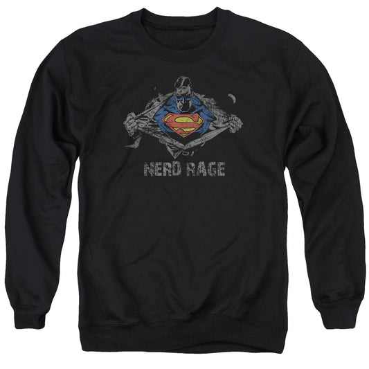Superman - Nerd Rage - Adult Crewneck Sweatshirt - Black