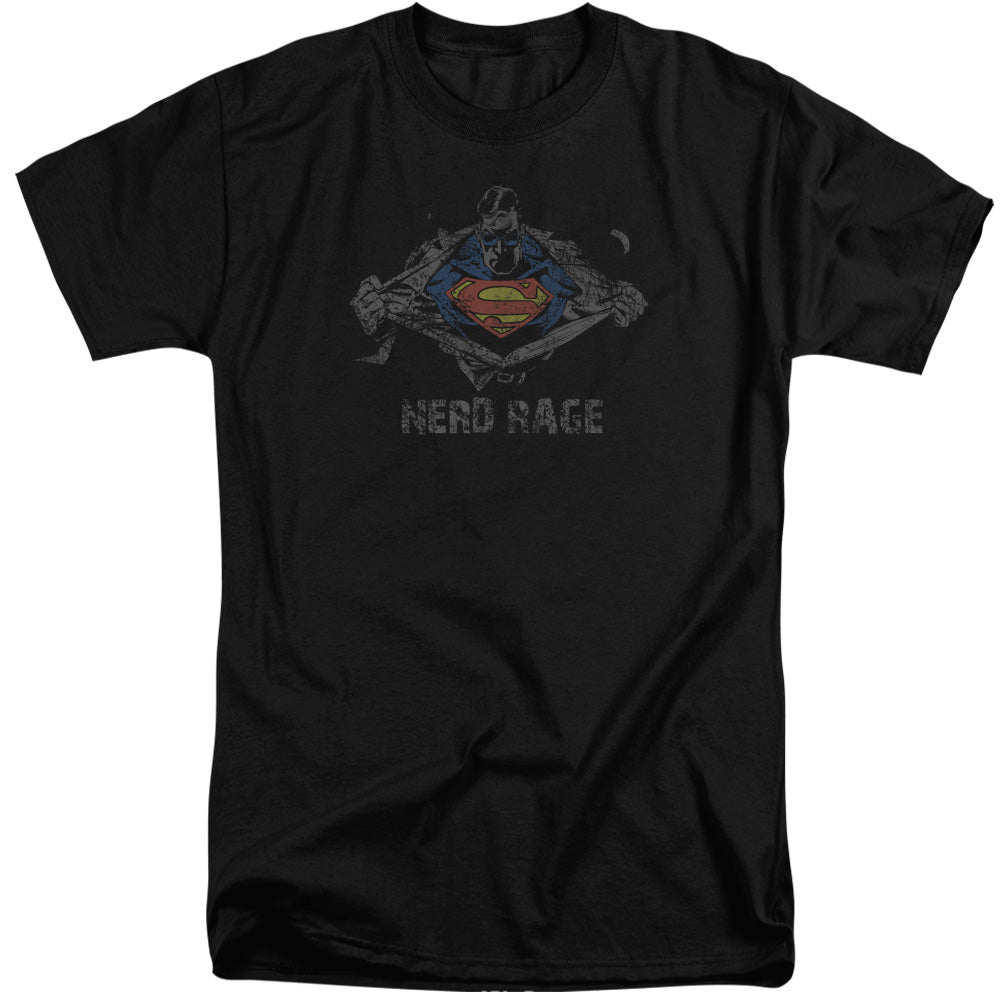 Superman - Nerd Rage - Short Sleeve Adult Tall - Black T-shirt
