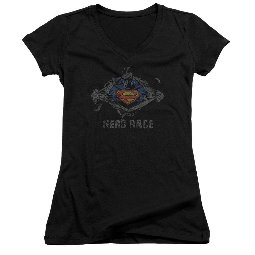 Superman - Nerd Rage - Junior V-neck - Black