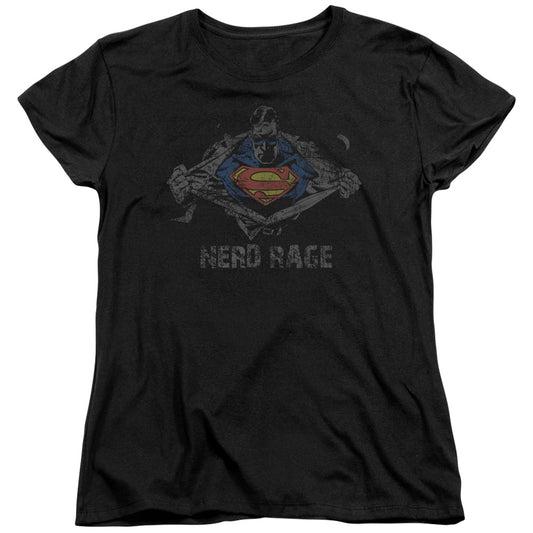 Superman - Nerd Rage - Short Sleeve Womens Tee - Black T-shirt