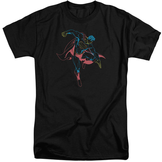 Superman - Neon Superman - Short Sleeve Adult Tall - Black T-shirt