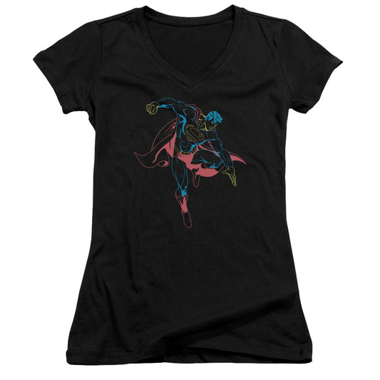 Superman - Neon Superman - Junior V-neck - Black