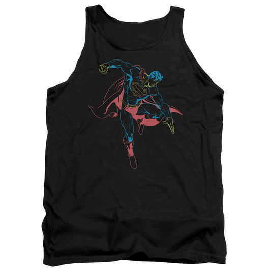 Superman - Neon Superman - Adult Tank - Black