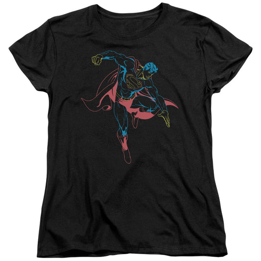 SUPERMAN NEON SUPERMAN - S/S WOMENS TEE - BLACK T-Shirt