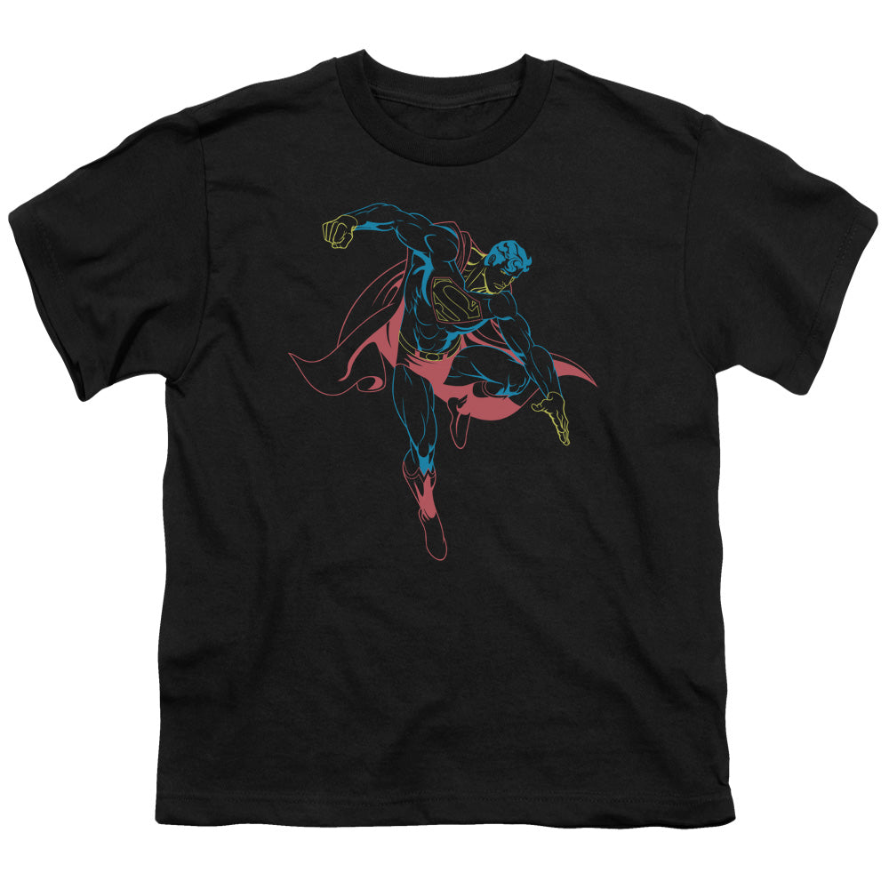 Superman - Neon Superman - Short Sleeve Youth 18/1 - Black T-shirt