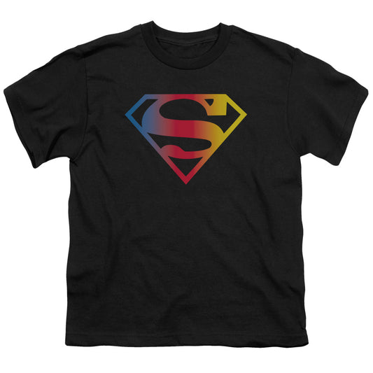 Superman - Gradient Superman Logo - Short Sleeve Youth 18/1 - Black T-shirt