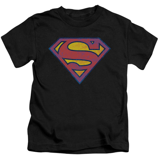 SUPERMAN SM NEON DISTRESS LOGO - S/S JUVENILE 18/1 - BLACK - T-Shirt