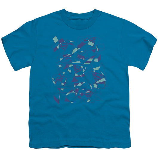 Superman - Geo Scribbles - Short Sleeve Youth 18/1 - Turquoise T-shirt