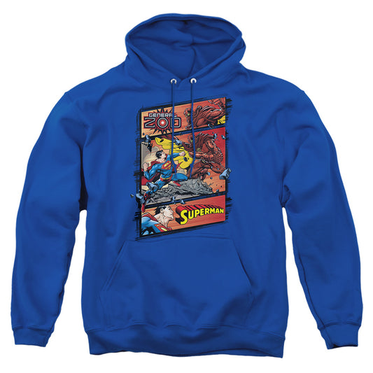 Superman - Superman Vs Zod - Adult Pull-over Hoodie - Royal Blue