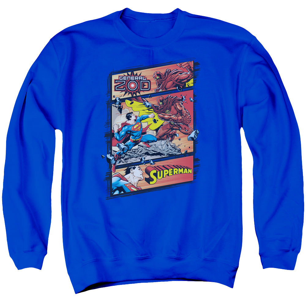 Superman - Superman Vs Zod - Adult Crewneck Sweatshirt - Royal Blue