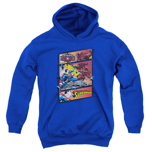 Superman - Superman Vs Zod - Youth Pull-over Hoodie - Royal