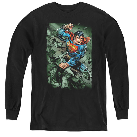 Superman - Indestructible - Youth Long Sleeve Tee - Black