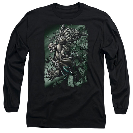 Superman - Doomsday Destruction - Long Sleeve Adult 18/1 - Black T-shirt