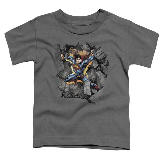 Superman - Break On Through - Short Sleeve Toddler Tee - Charcoal T-shirt