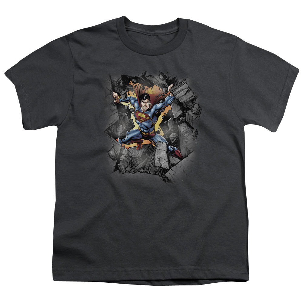 Superman - Break On Through - Short Sleeve Youth 18/1 - Charcoal T-shirt