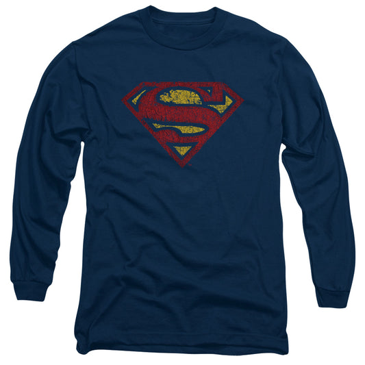 Superman - Crackle S - Long Sleeve Adult 18/1 - Navy T-shirt