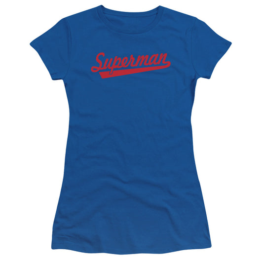 Superman - S Tail - Short Sleeve Junior Sheer - Royal Blue T-shirt